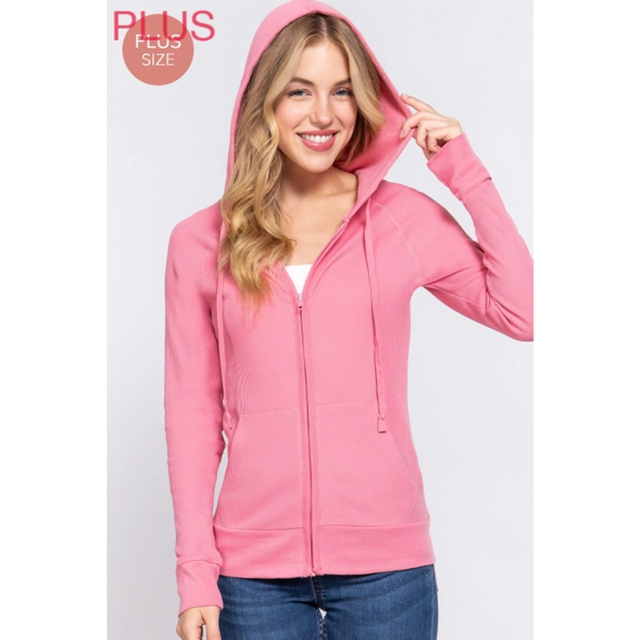 Yummie Plus Thermal Hoodie Jacket in Deep Pink Busted Bra Shop