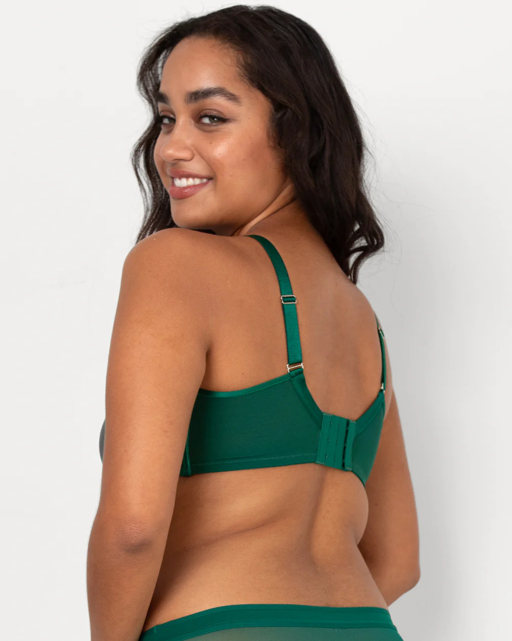 Curvy Couture Sheer Mesh Full Coverage Unlined Underwire Bra in Aventurine