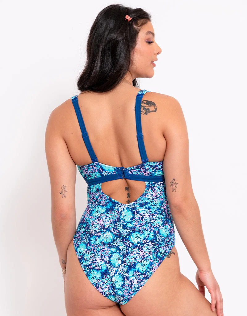 Mykonos Reversible Non-Wired Swimsuit in Blue Print - Busted Bra Shop