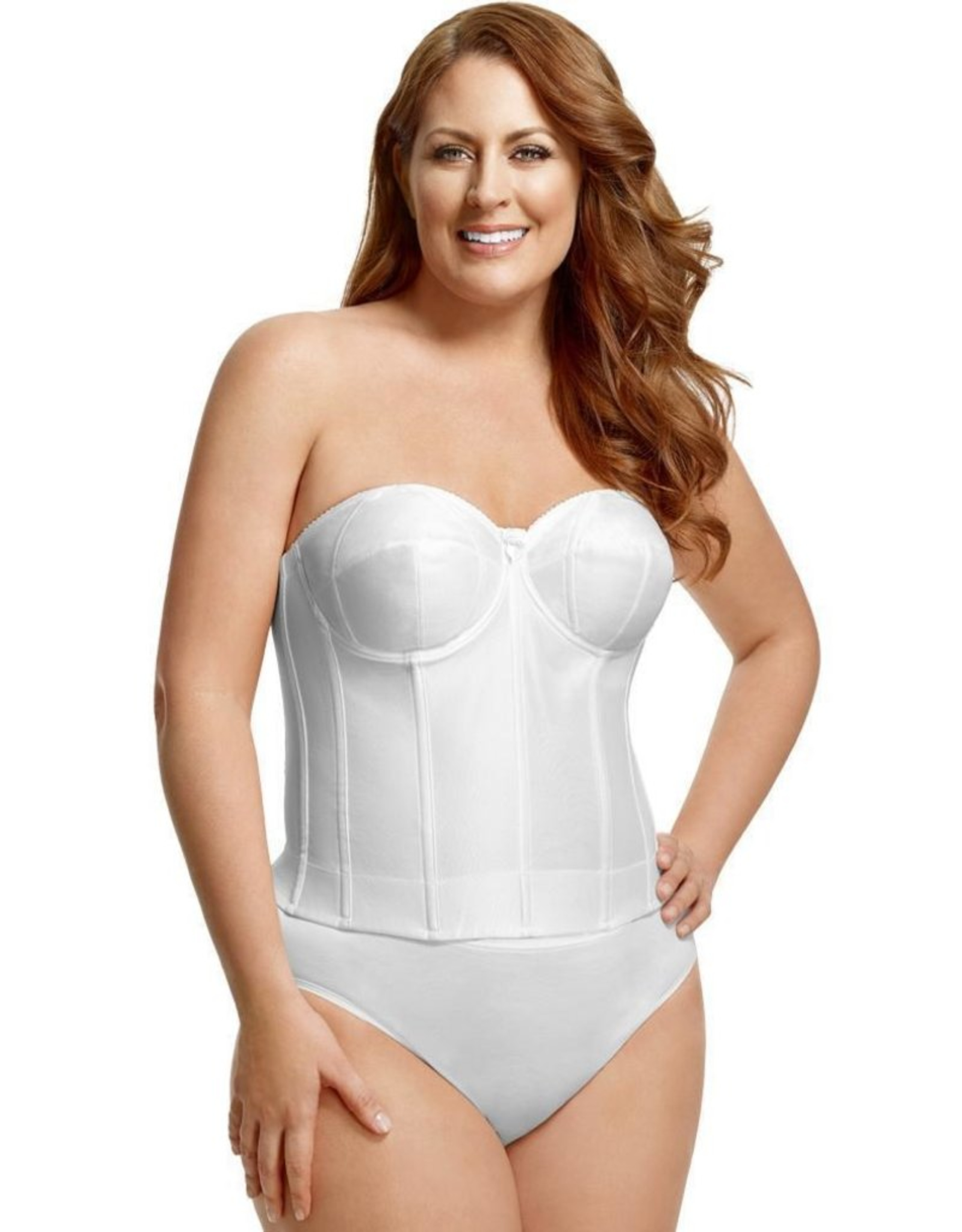 Elila 6421 Smooth Strapless Longline Bra White Busted Bra Shop 