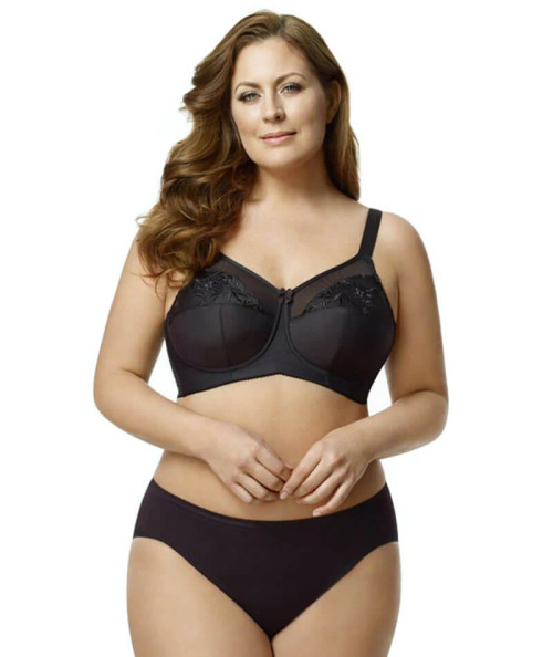 Elila Embroidered Soft Cup Bra in Black