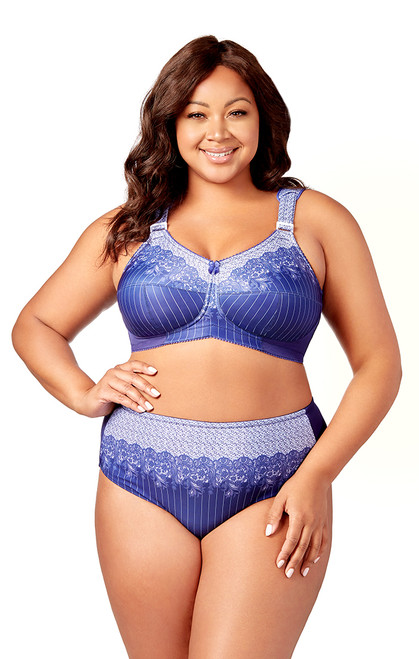 Elila Microfiber Full Coverage Soft Cup Bra in Blue Pinstripe