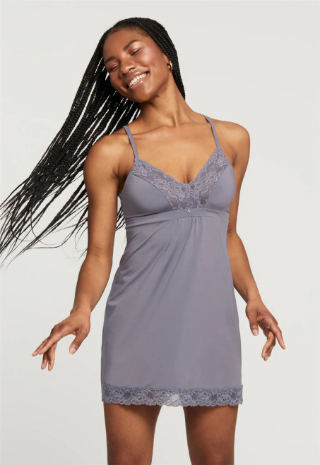 Montelle Bust Support Chemise with Multi-Purpose Pockets in Crystal Gray