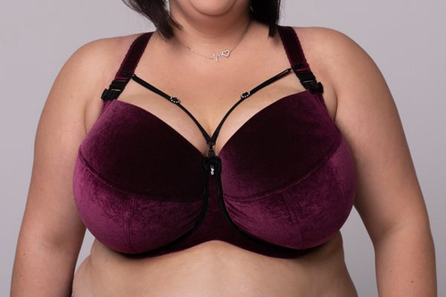Emi Full Cup Strappy Bra in Purple Velvet