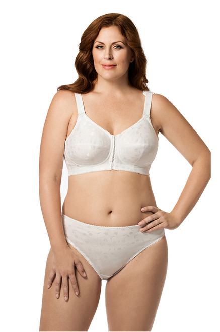 Jacquard Front Hook Softcup Bra in White