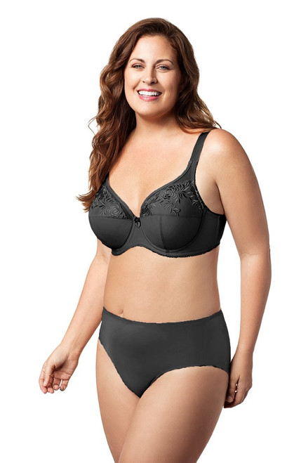 Embroidered Microfiber Underwire Bra in Black
