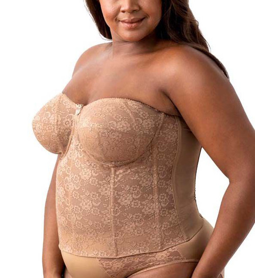 Lace Longline Strapless Bra in Mocha