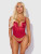 Brigeta Satin Plunge Push Up Bustier & G-String Set in Crimson Red Brigeta Satin Plunge Push Up Bustier & G-String Set in Crimson Red