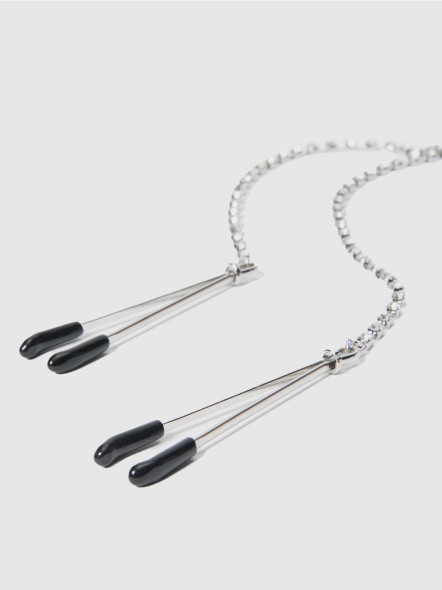 Rhinestone Dangle Clamps in Silver