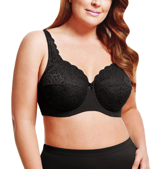Stretch Lace Full Coverage Underwire Bra in Black