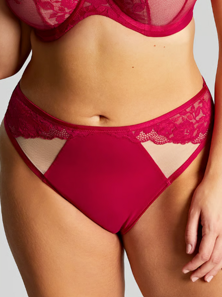 Josephine High Leg Brief in Magenta/Latte