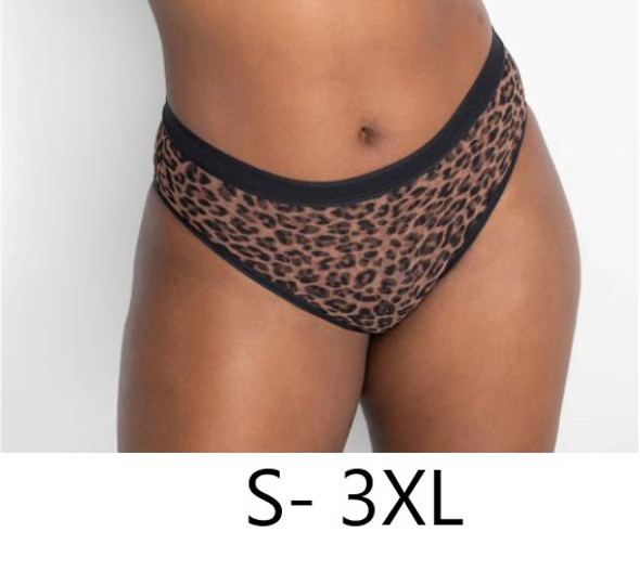 Sheer Mesh High Cut Brief in Designer Leo