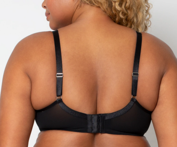 Sheer Mesh Plunge T-Shirt Bra in Black