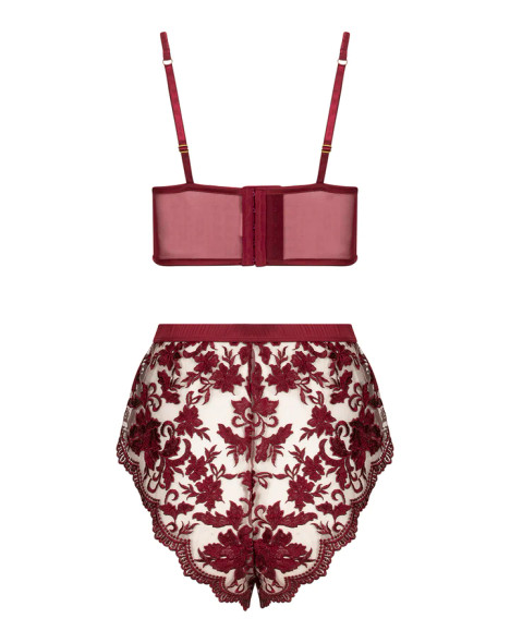 Embroidered Tap Shorts in Ruby Wine