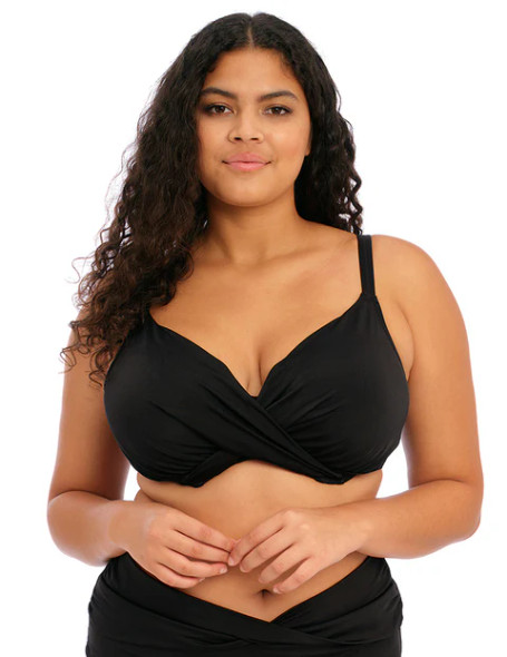 Magnetic Underwire Plunge Bikini Swim Top in Black