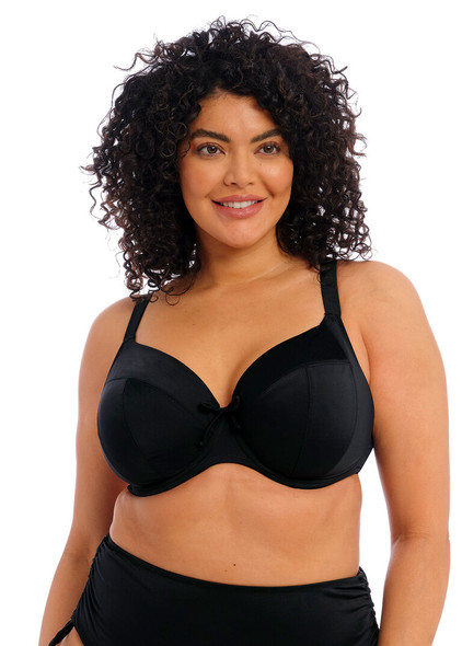 Plain Sailing Plunge Bikini Swim Top in Black