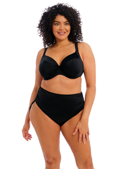 Plain Sailing Plunge Bikini Swim Top in Black