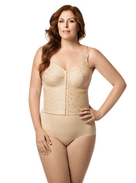 Front Hook Posture Longline Softcup Bra in Nude