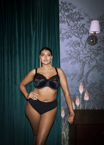 Morgan Stretch Lace Banded Underwire Bra in Black