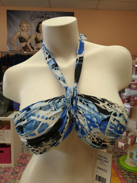 Missy Bandeau Swim Top in Wild One Blue Print Missy Bandeau Swim Top in Wild One Blue Print