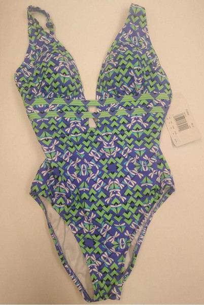 Plunge Tummy Control One Piece Swimsuit in Blue and Green Pattern FINAL SALE (50% Off) Plunge Tummy Control One Piece Swimsuit in Blue and Green Pattern FINAL SALE (50% Off)