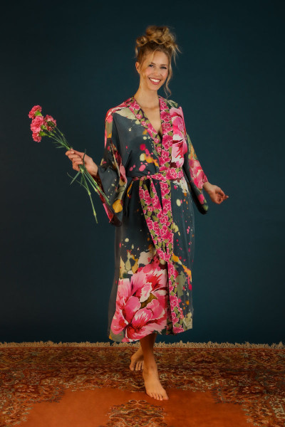 Powder Design Luxe Painted Peony Kimono Gown