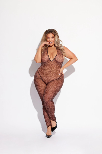 Chantal Leopard Mesh Catsuit