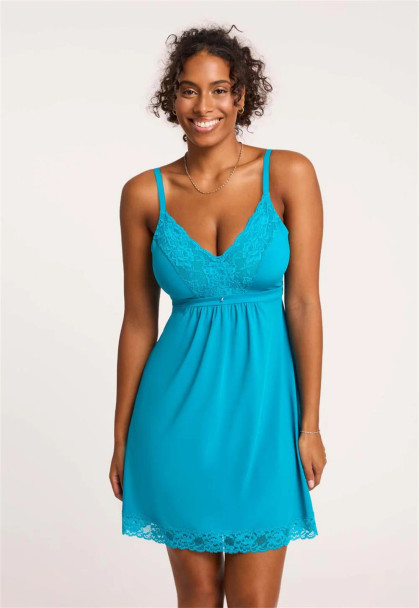 Full-Bust Support Chemise in Turquoise