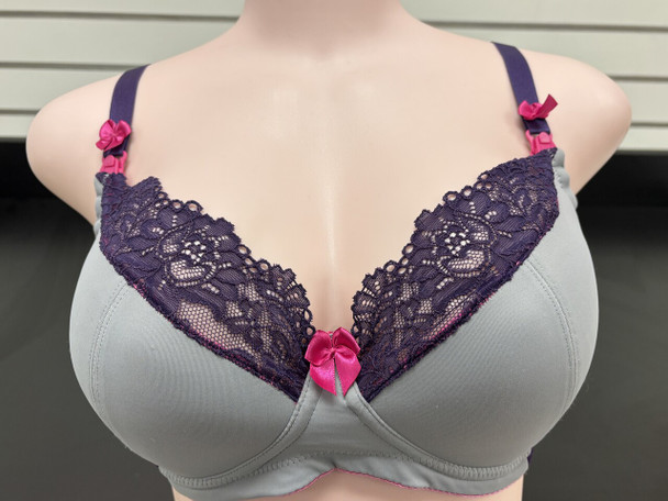 Pewter Blackberry Nursing Bra in Gray & Blackberry