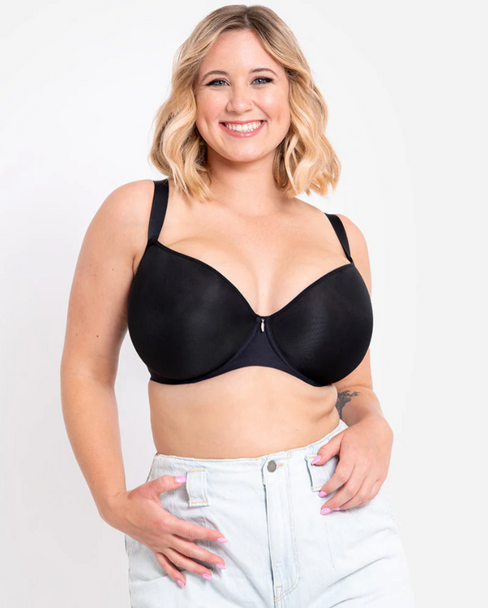 Smoothie Spacer Moulded T-Shirt Plunge Bra in Black