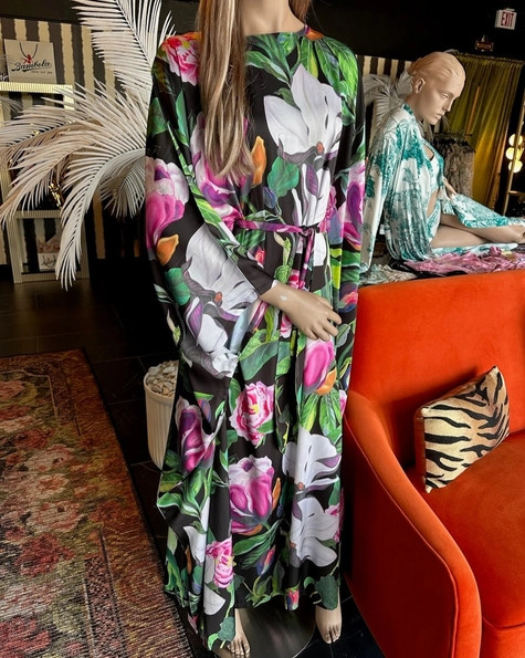 Satin Caftan in Summer Shadows