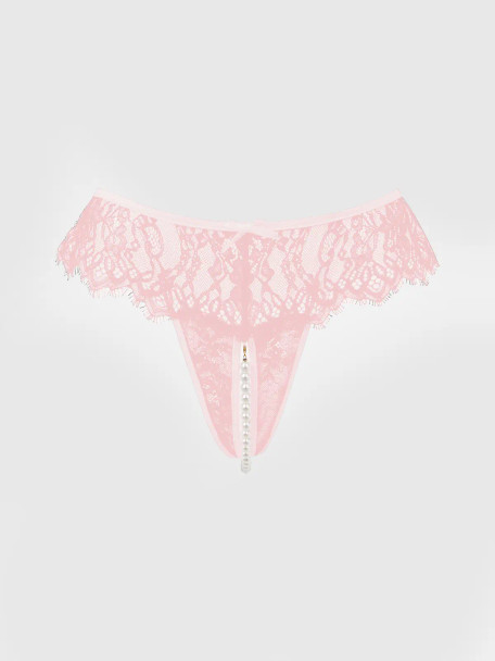 Jocelyn Lace & Pearl Crotchless Thong
