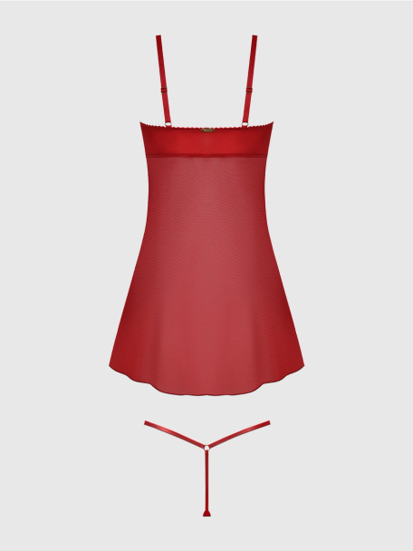 Angelina Lips Embroidery Babydoll & Bow G-String Set