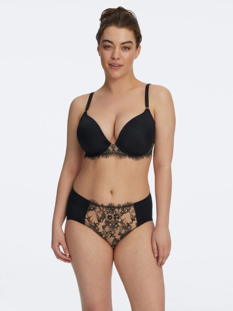 Entice Lace Push-Up T-Shirt Bra in Black/Nylon