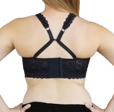 Adriana Curvy and Full Bust Supportive Wire-Free Lace Bralette in Black