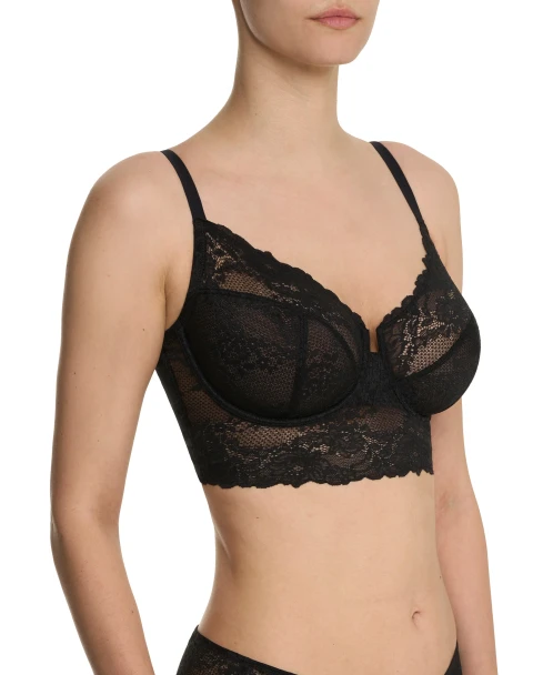 Heavenly Full Coverage Longline Underwire Bra in Black