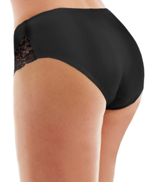 Lace & Microfiber Panty in Black