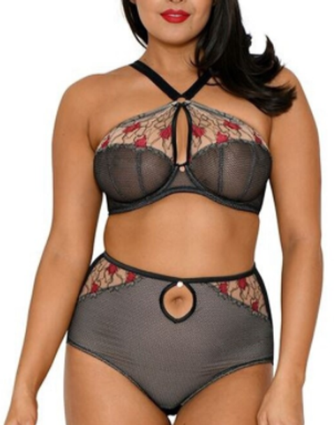 Heart Throb Plunge Bra in Black/Red FINAL SALE (50% Off)