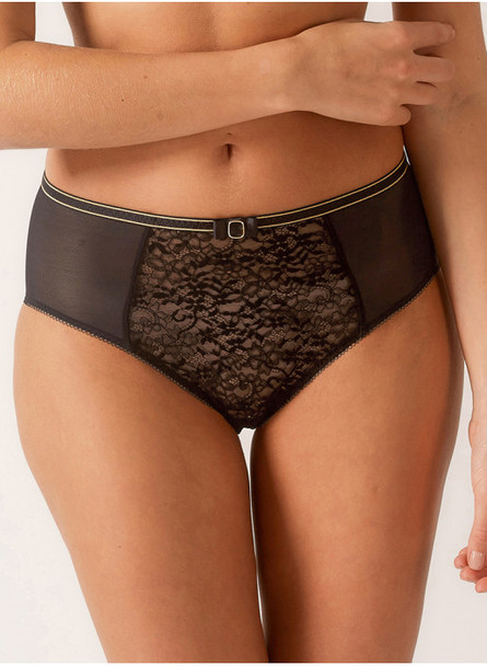 Luxury black high waist brief with embroidery by Empreinte