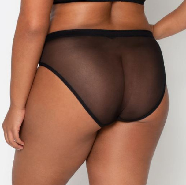 Sheer Mesh High Cut Brief in Black