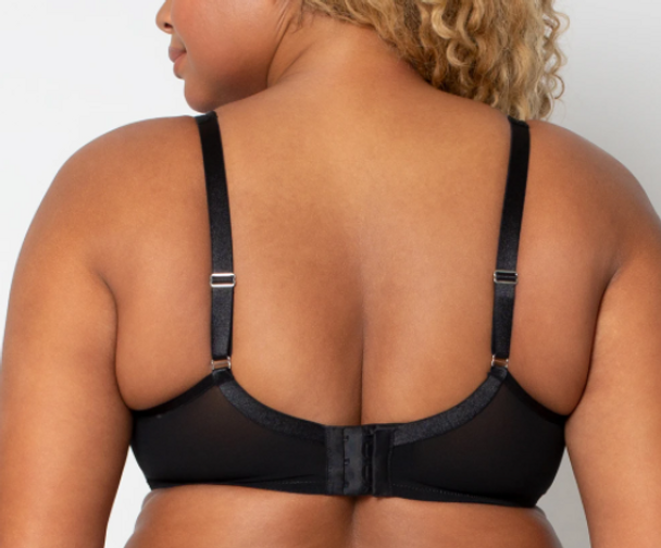 Sheer Mesh Plunge T-Shirt Bra in Black