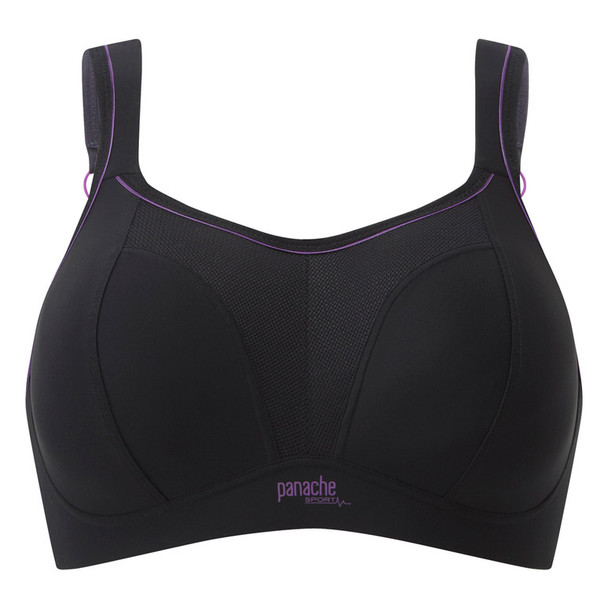 Non-Wired Sports Bra in Black with Purple