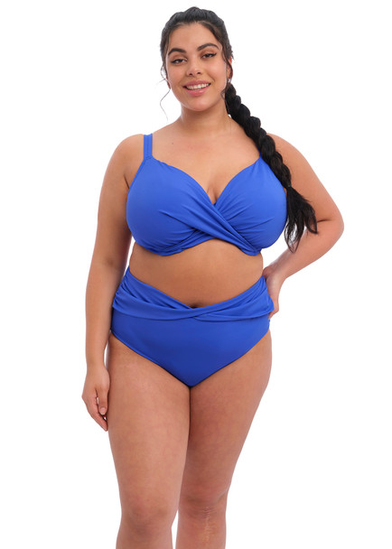 Magnetic Underwire Wrap Plunge Bikini Swim Top in Sapphire (SAR)