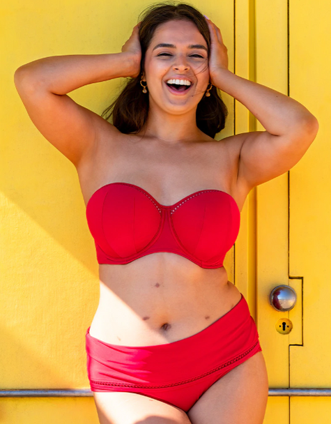 First Class High Waist Bikini Swim Bottom in Red FINAL SALE (25% Off)