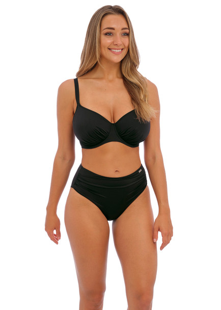 Versailles Deep Gathered Control Swim Bottom in Black