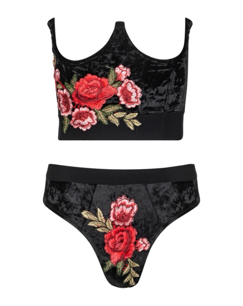 Applique Roses Underbust Bustier in Velvet Roses