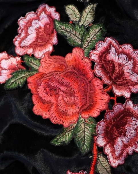 Applique Roses Underbust Bustier in Velvet Roses