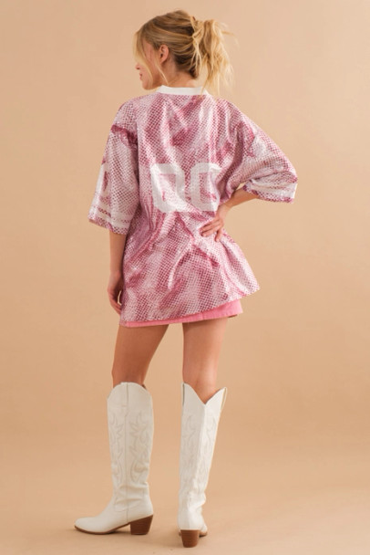 Classic American Football Jersey Construction Top in Pink *FINAL SALE* (75% Off)