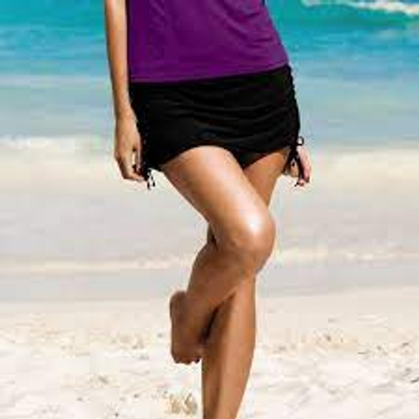 Kim Adjustable Side Swim Skirt Bottom in Black
