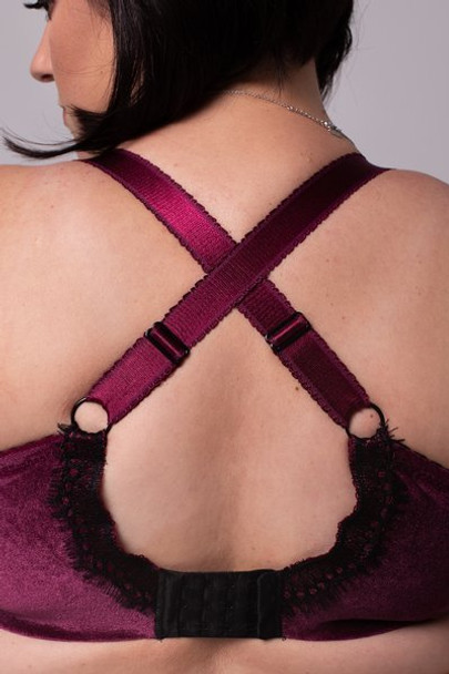 Emi Full Cup Strappy Bra in Purple Velvet